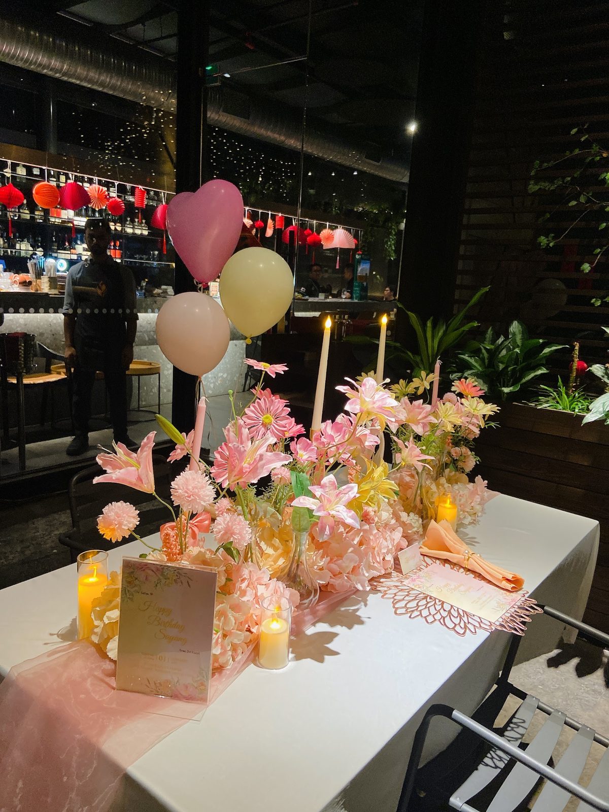 Pink pastel with heart balloon